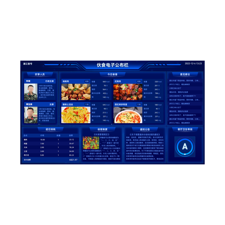 伙食电子公布栏